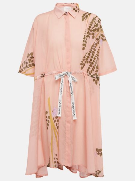 Vestido camisero de seda con estampado Giambattista Valli rosa