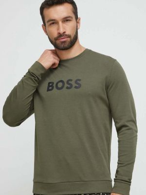 Bombažna pižama Boss zelena