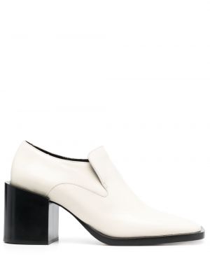 Pantofi loafer din piele cu toc cu toc înalt Jil Sander alb