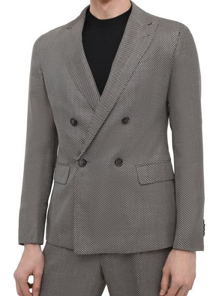 Шелковый шерстяной костюм Giorgio Armani коричневый