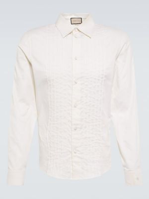 Haftowana koszula bawełniana Gucci biała