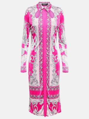 Midi šaty s potiskem Versace růžové