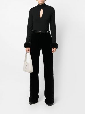 Aksamitne proste spodnie Saint Laurent czarne