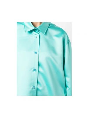 Camisa de raso oversized Andamane azul