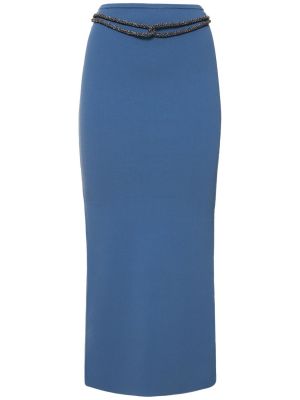 Krištáľová džerzej dlhá sukňa Christopher Esber modrá
