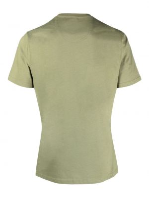 Medvilninis siuvinėtas marškinėliai Barbour žalia