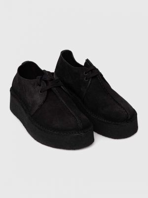 Cipele od brušene kože bez pete s punim potplatom Clarks Originals crna