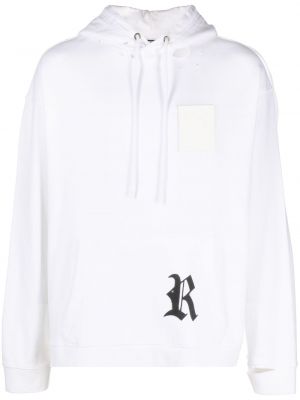 Hoodie med sliten Raf Simons vit