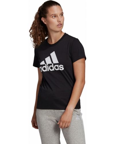 Camiseta con estampado de cuello redondo Adidas Sportswear negro