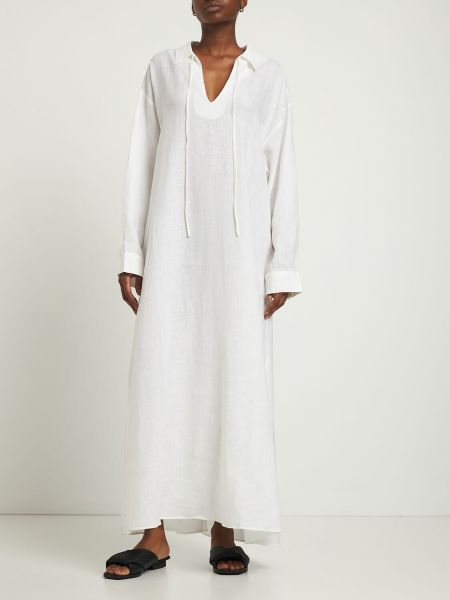 Lniana sukienka długa Asceno biała