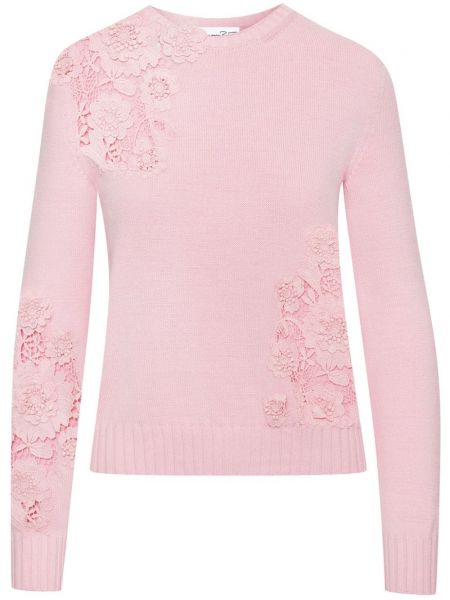Пуловер с дантела Oscar De La Renta розово