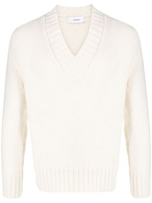 Пуловер с v-образно деколте Lardini бяло