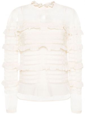 Bluza s cvetličnim vzorcem z volani s čipko Twinset bela