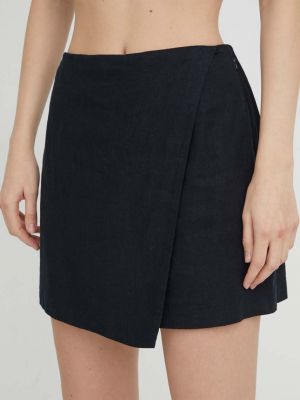 Lněné mini sukně Abercrombie & Fitch černé
