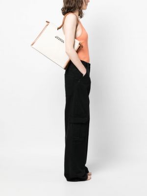 Bavlněná shopper kabelka Isabel Marant bílá