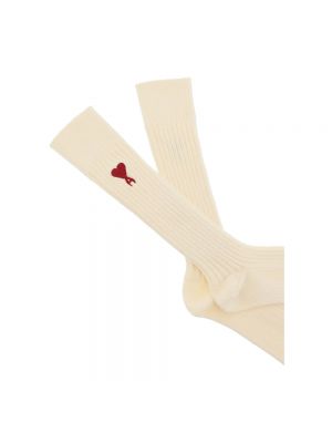 Calcetines con bordado de algodón Ami Paris blanco