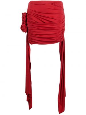 Czerwona spódnica w kwiatki drapowana Magda Butrym
