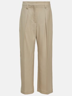 Vlněné rovné kalhoty Brunello Cucinelli béžové