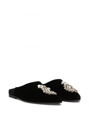 Kambarinės šlepetės su kristalais Dolce & Gabbana juoda