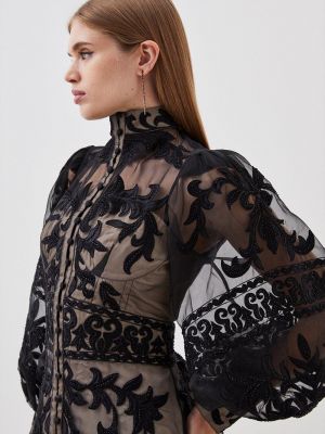 Блузка с аппликацией Karen Millen черная