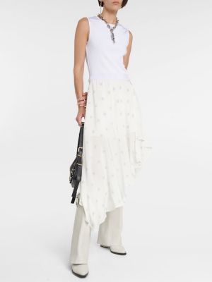 Rochie midi de mătase asimetrică Givenchy alb
