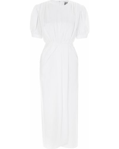 Белое шелковое коктейльное платье Jm Studio