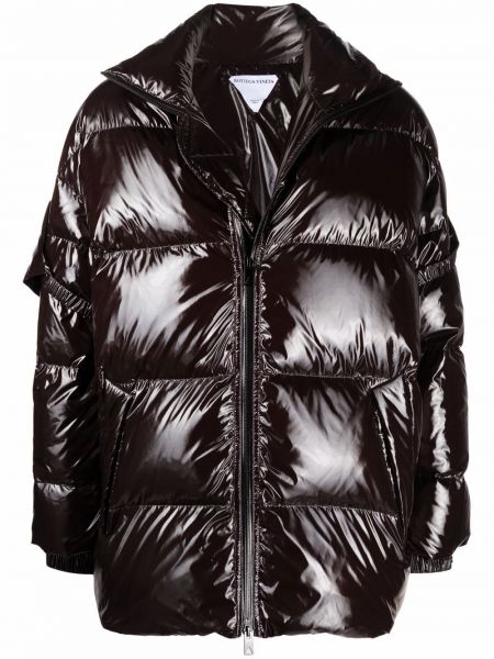 Kabát s kapucí Bottega Veneta hnědý