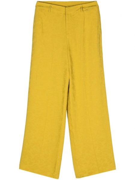 Pantaloni cu model floral cu croială lejeră din jacard Pt Torino galben