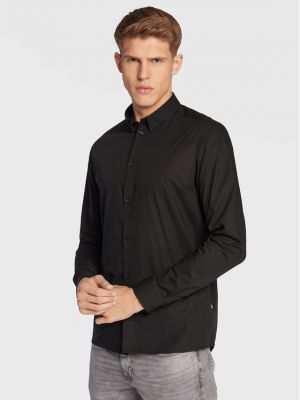Marškiniai slim fit Solid juoda