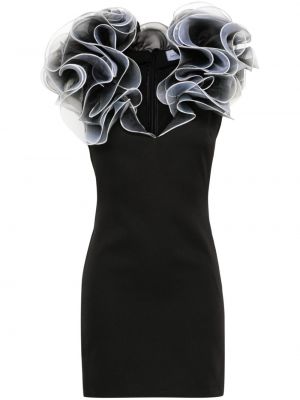 Κοκτέιλ φόρεμα με λαιμόκοψη v με βολάν Ana Radu μαύρο