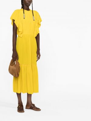 Hedvábné midi šaty Ulla Johnson žluté