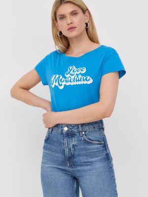 Памучна тениска Love Moschino синьо