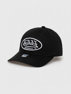 Памучна шапка с козирки с апликация Von Dutch черно