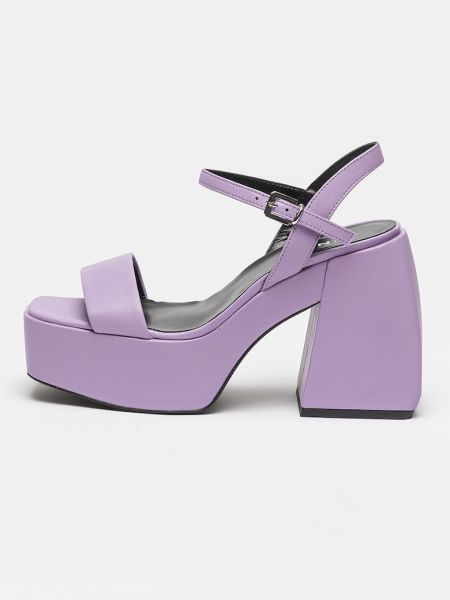Кожаные босоножки на каблуке на высоком каблуке Pinko фиолетовые