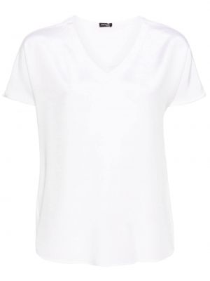 T-shirt en soie à col v Kiton blanc