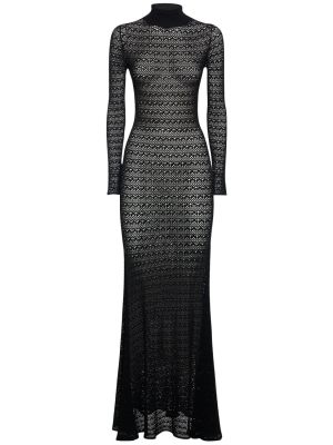 Viskózové dlouhé šaty Tom Ford čierna