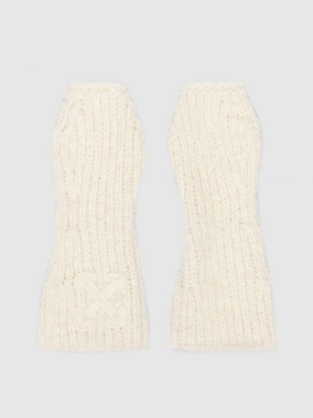Бежеві вовняні вишиті рукавички Off-white