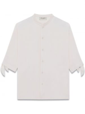 Bavlnená hodvábna košeľa na gombíky Saint Laurent - biela