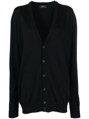 Merinowolle woll mantel mit v-ausschnitt Wardrobe.nyc schwarz