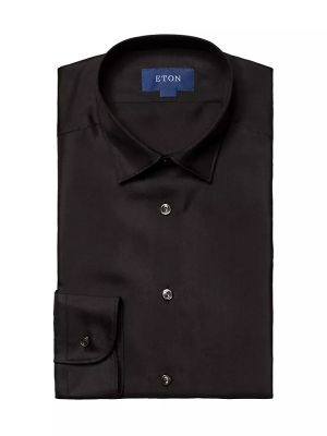 Шелковая рубашка слим Eton черная