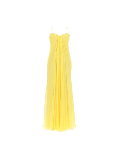 Sukienka szyfonowa Alexander Mcqueen żółta