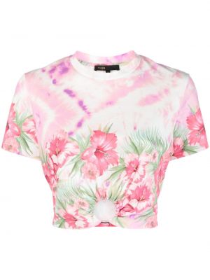 Majica s cvetličnim vzorcem s potiskom Maje roza