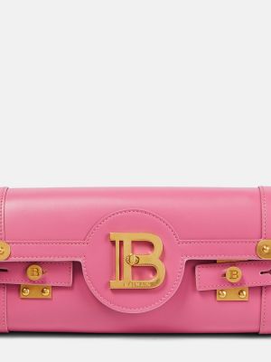 Кожени чанта през рамо Balmain розово