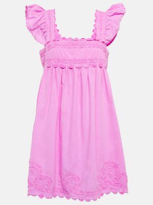 Fioletowa haftowana sukienka mini bawełniana Juliet Dunn