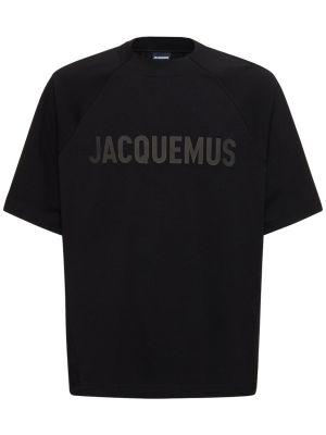 Camiseta de algodón con estampado Jacquemus negro