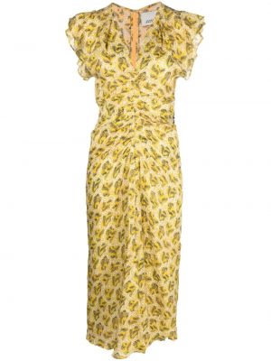 Květinové midi šaty s potiskem Isabel Marant žluté