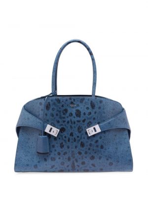 Kožená nákupná taška s potlačou s leopardím vzorom Ferragamo