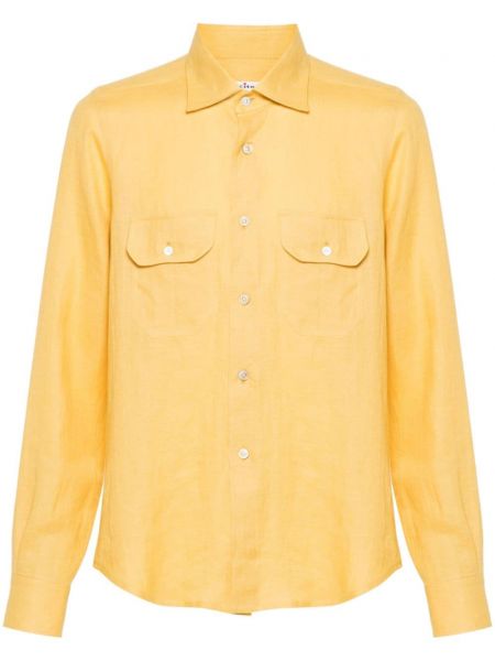 Класическа ленена риза Kiton жълто