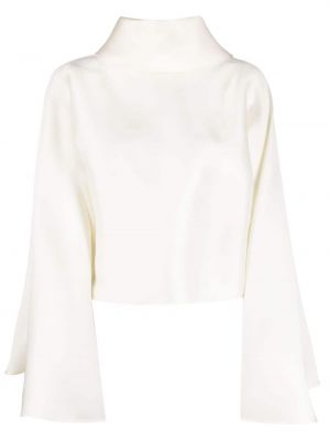 Копринена блуза с драперии Gia Studios бяло