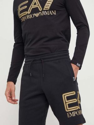 Pamučne kratke hlače Ea7 Emporio Armani crna